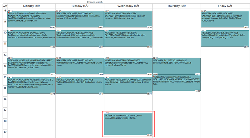 TimeEdit > Teacher > Timetables – Guides in English