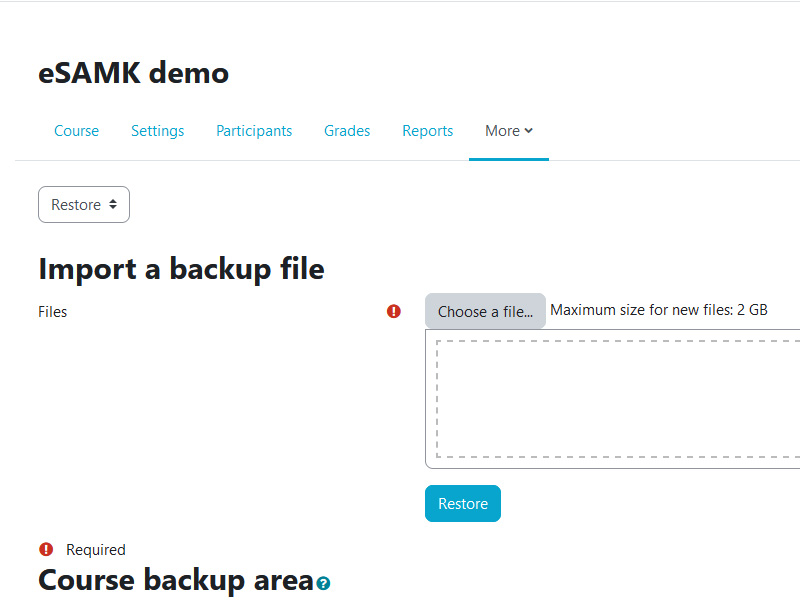 Moodle Moodle4 Course ReUse Ohjeet Suomeksi