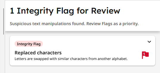 Integrity Flag for Review example
